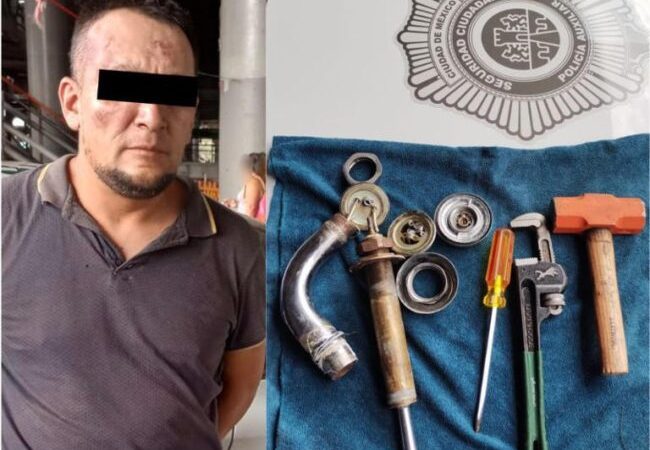 Capturan a hombre que robó tubería de cobre en estación Coyuya de L5 del Metrobús