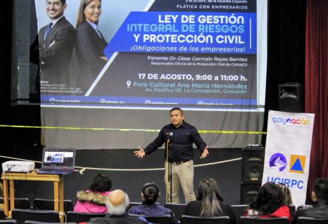 Imparten Alcaldía Coyoacán y CANACO plática «Ley de Gestión Integral de Riesgos y Protección Civil»